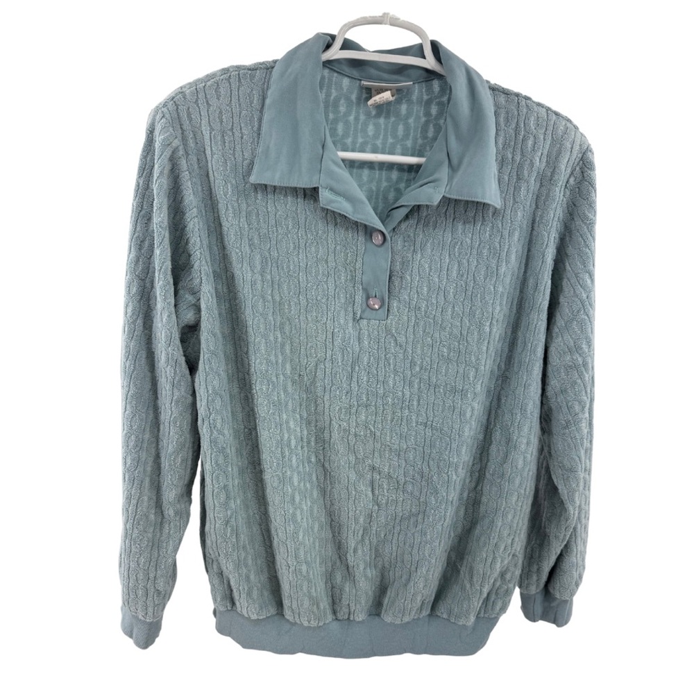 g.w. Division of graff terry cloth long sleeve polo textured vintage collared